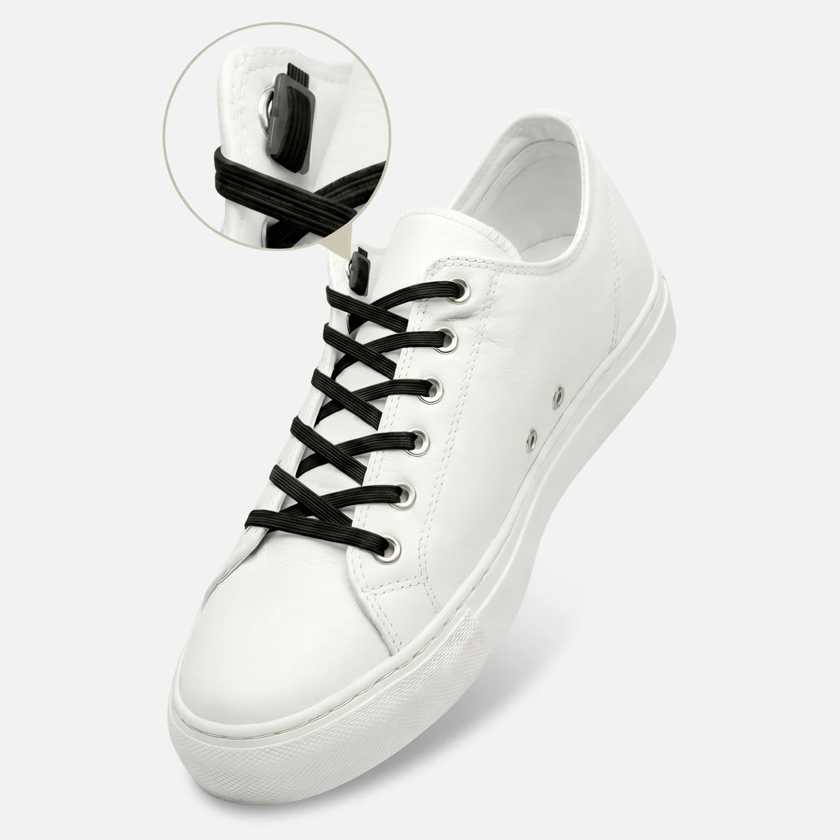 No-Tie Flat Laces in Black, view 1